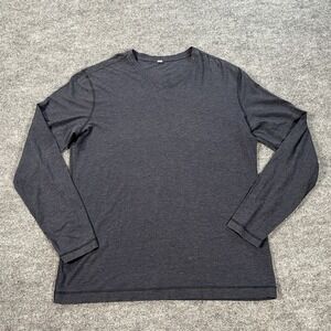 Lululemon Shirt Mens XL Navy Long Sleeve V Neck Tee Casual Solid Cotton Blend